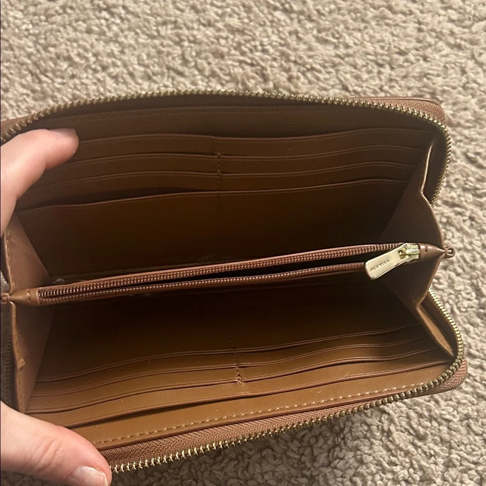 Coach Signature Brown and Tan Zip Wallet - Picture 8 of 8